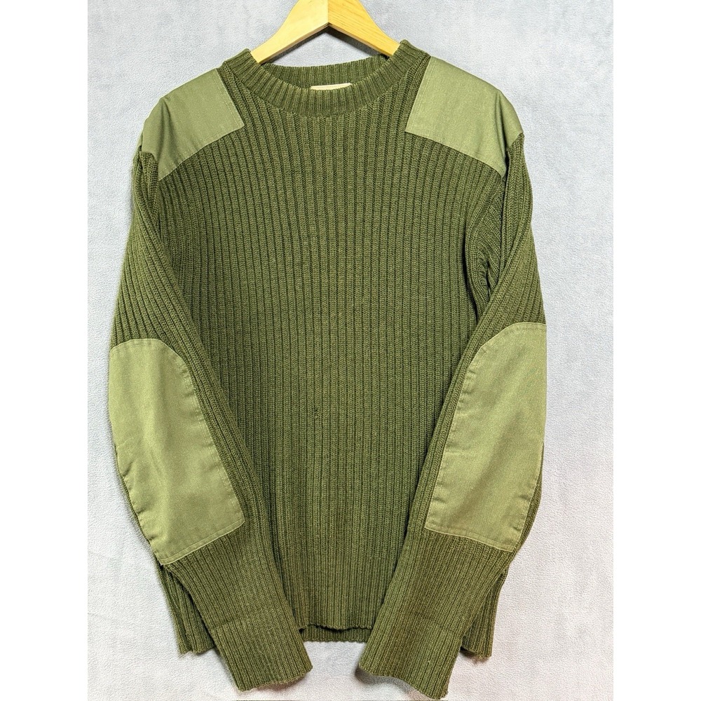 US Military Wool Commando Sweater Mens 46 Ribbed Knit Green Army Vintage